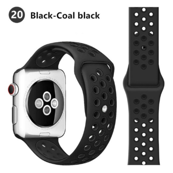 NEW COAL-BLACK Sport Silicone Band FOR Apple Watch - Picture 1 of 2